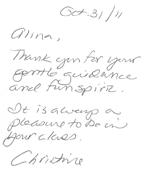 Letter from Christine